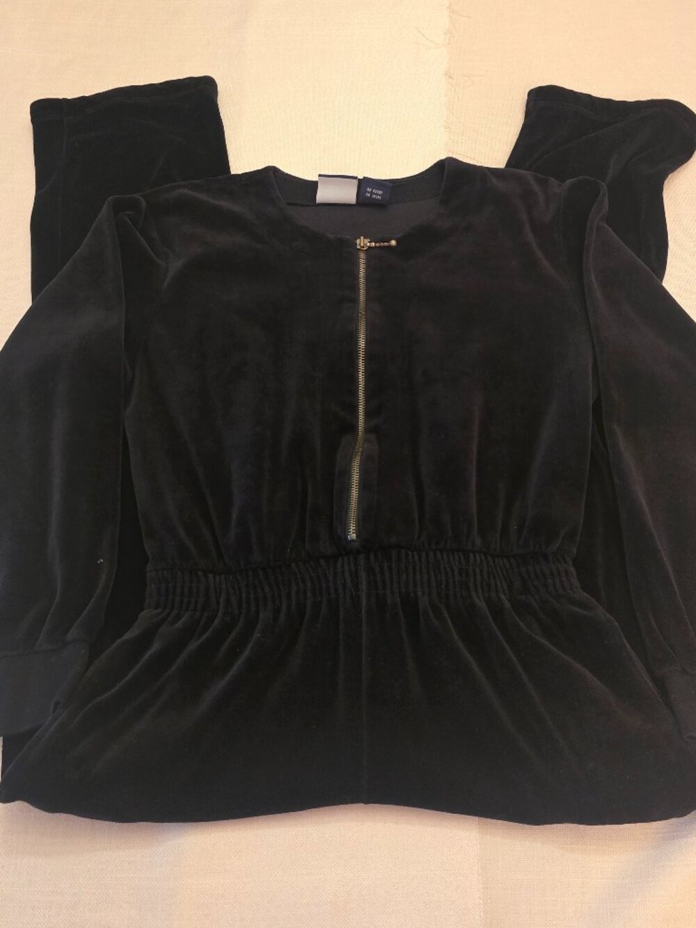 Vintage 90s Lizsport black velour half zip jumpsuit